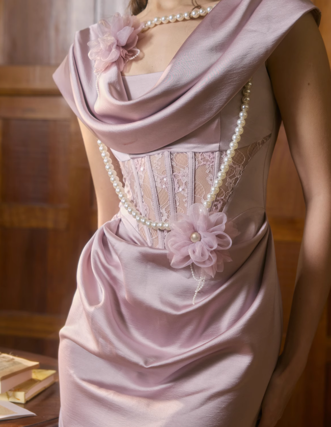 Purple Elegant Sheath Strap Pleated Lace Satin Prom Dress Birthday Dress Formal Dress DP3220