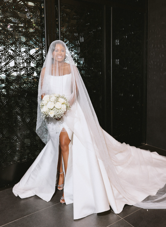 Simple Ball Gown Strapless Satin Long Sweep Wedding Dress with Slit DP1875