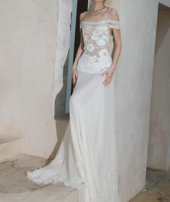 Stunning A Line Appliques Tiered Chiffon Long Prom Dress Graduation Prom Dress DP2205