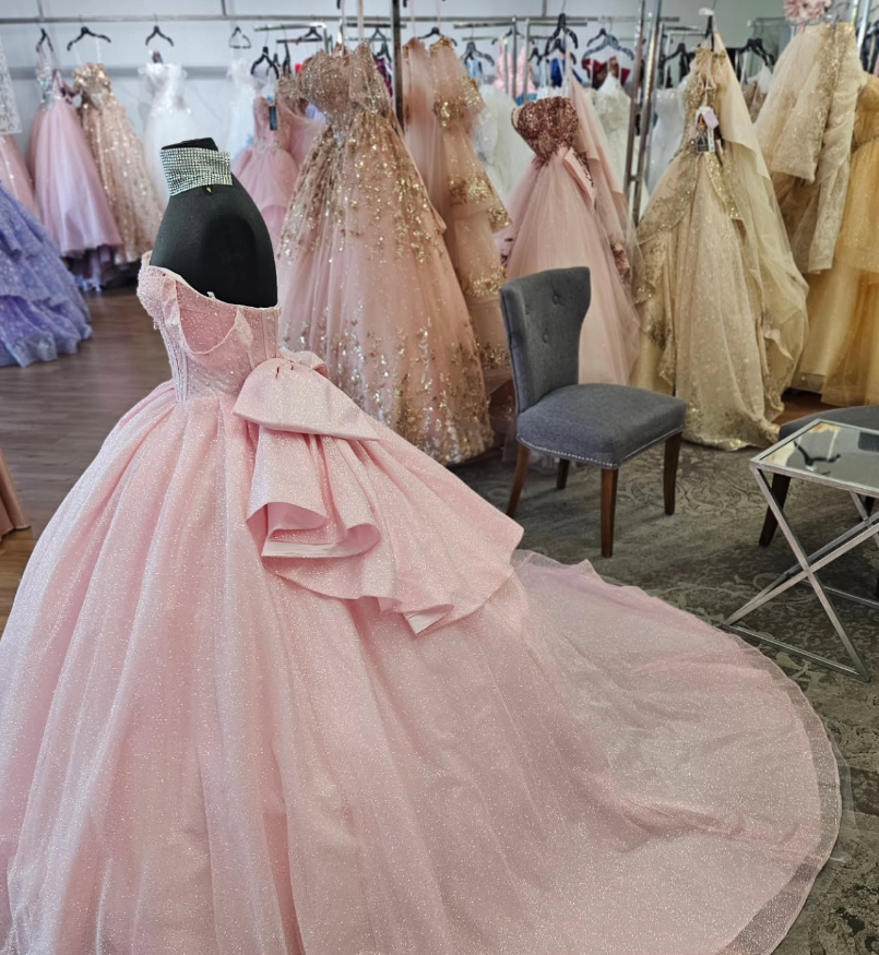 Pink Off the Shoulder Corset Sequin Tulle Ball Gown Sweet 16 Dress Quinceanera Dress DP1740