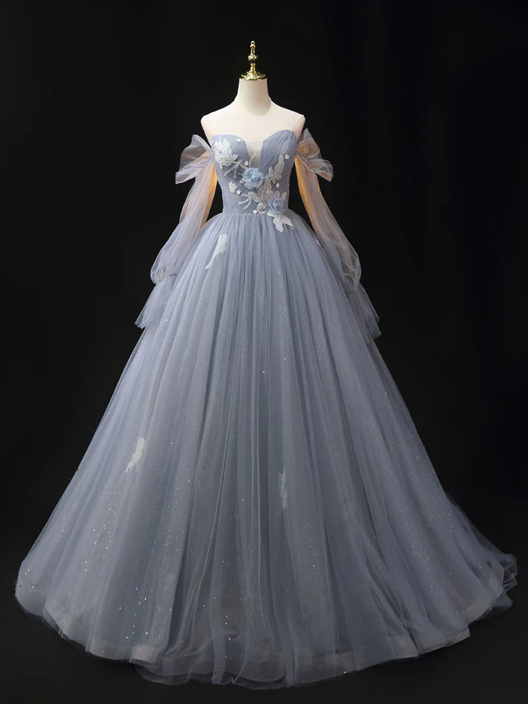 Elegant Tulle Appliques Long Prom Dress Formal Evening Dress DP613