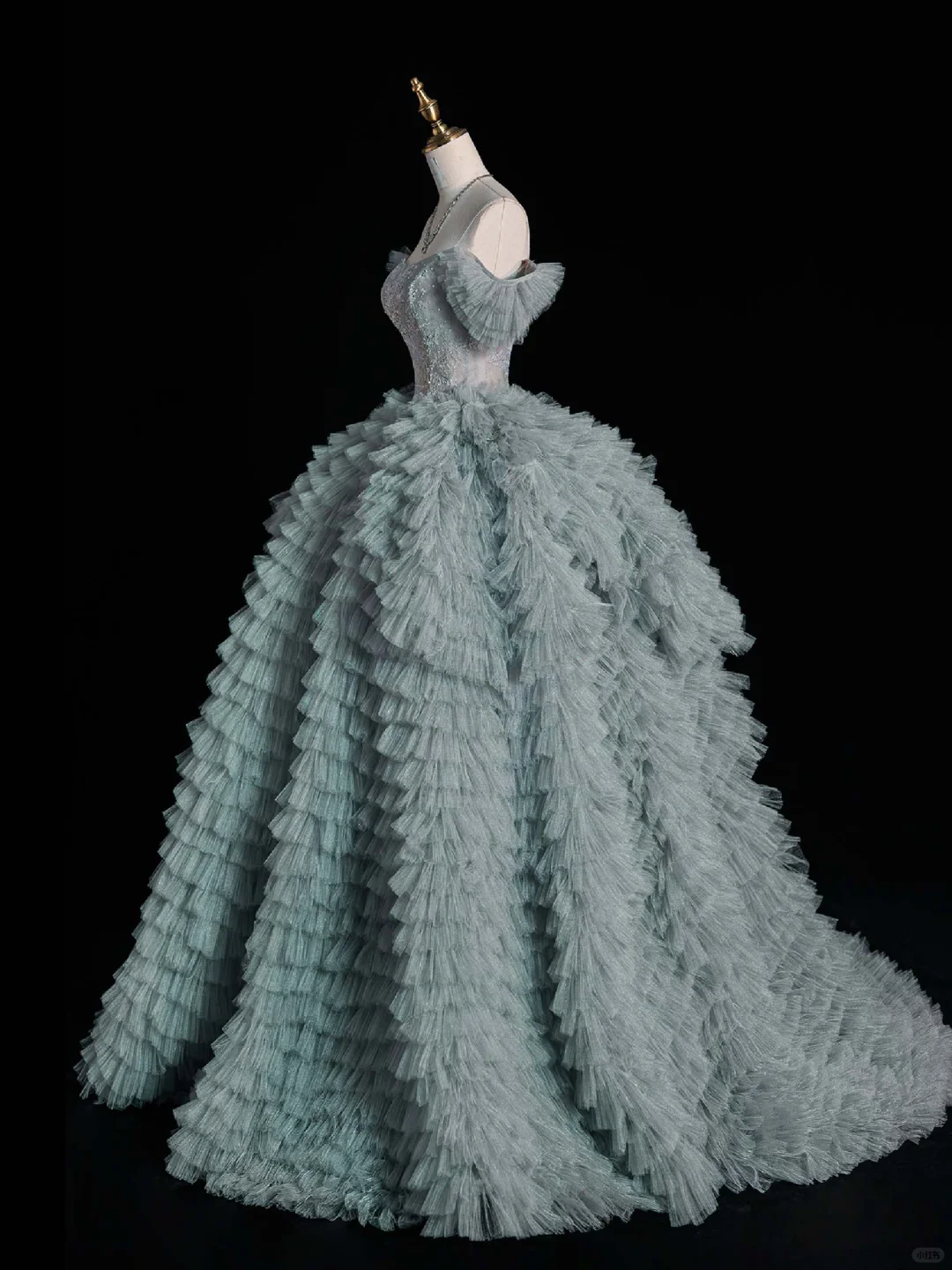 Green Ball Gown Off the Shoulder Lace Beaded Tulle Long Prom Dress Graduation Prom Dress DP2268