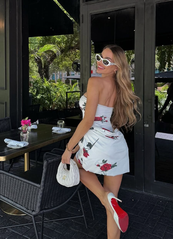 Cute Sheath Strapless Print Floral Satin Short Homecoming Dress Birthday Dress DP1461