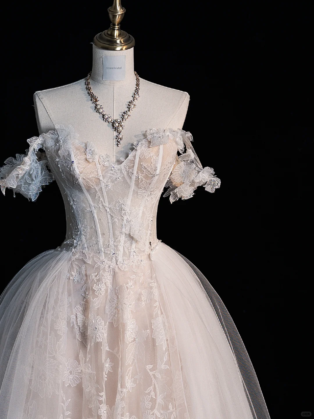 White Gentle A Line Off the Shoulder Floral Lace Long Prom Dress Wedding Dress DP3236