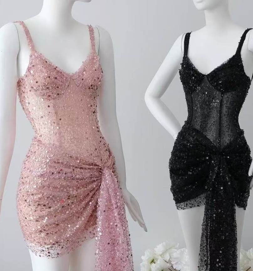 Fashion Sheath Straps Black Sequin Mini Homecoming Dress DP2756