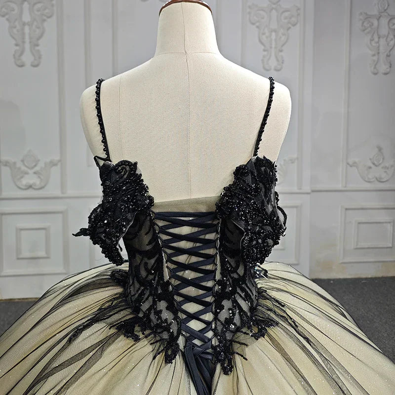 Off-the-shoulder Beading Appliques Tulle Prom Dresses Ball Gowns DP895