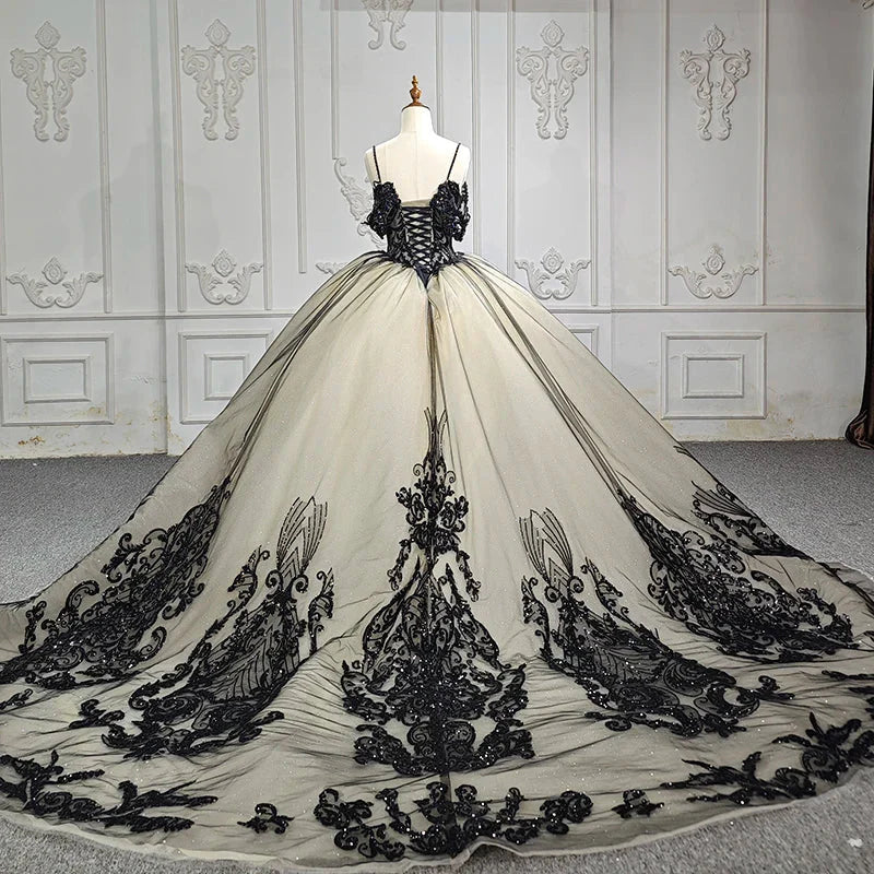 Off-the-shoulder Beading Appliques Tulle Prom Dresses Ball Gowns DP895