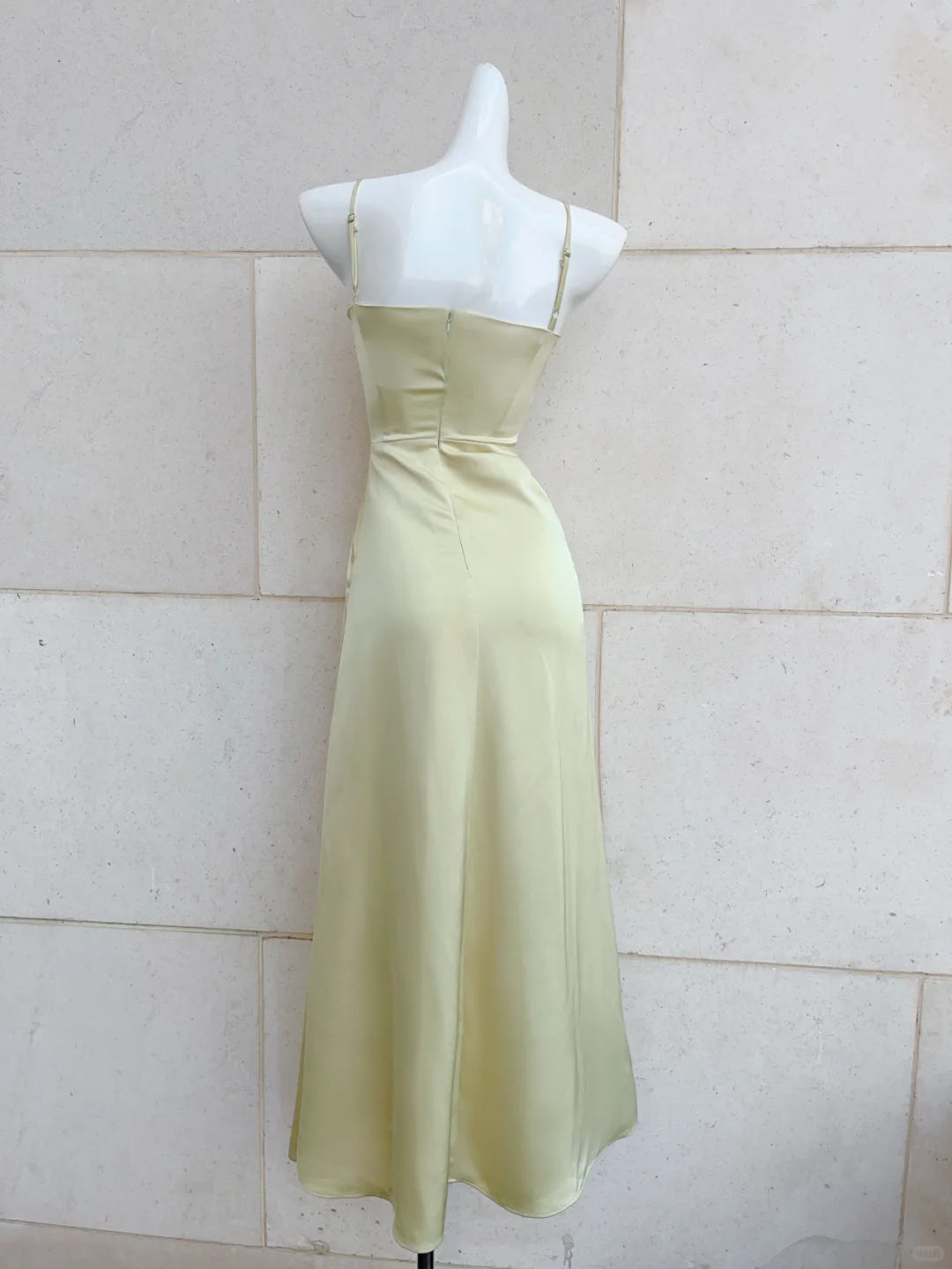 Gentle A Line Spaghetti Strap Light Green Satin Party Dress Evening Dress DP2590