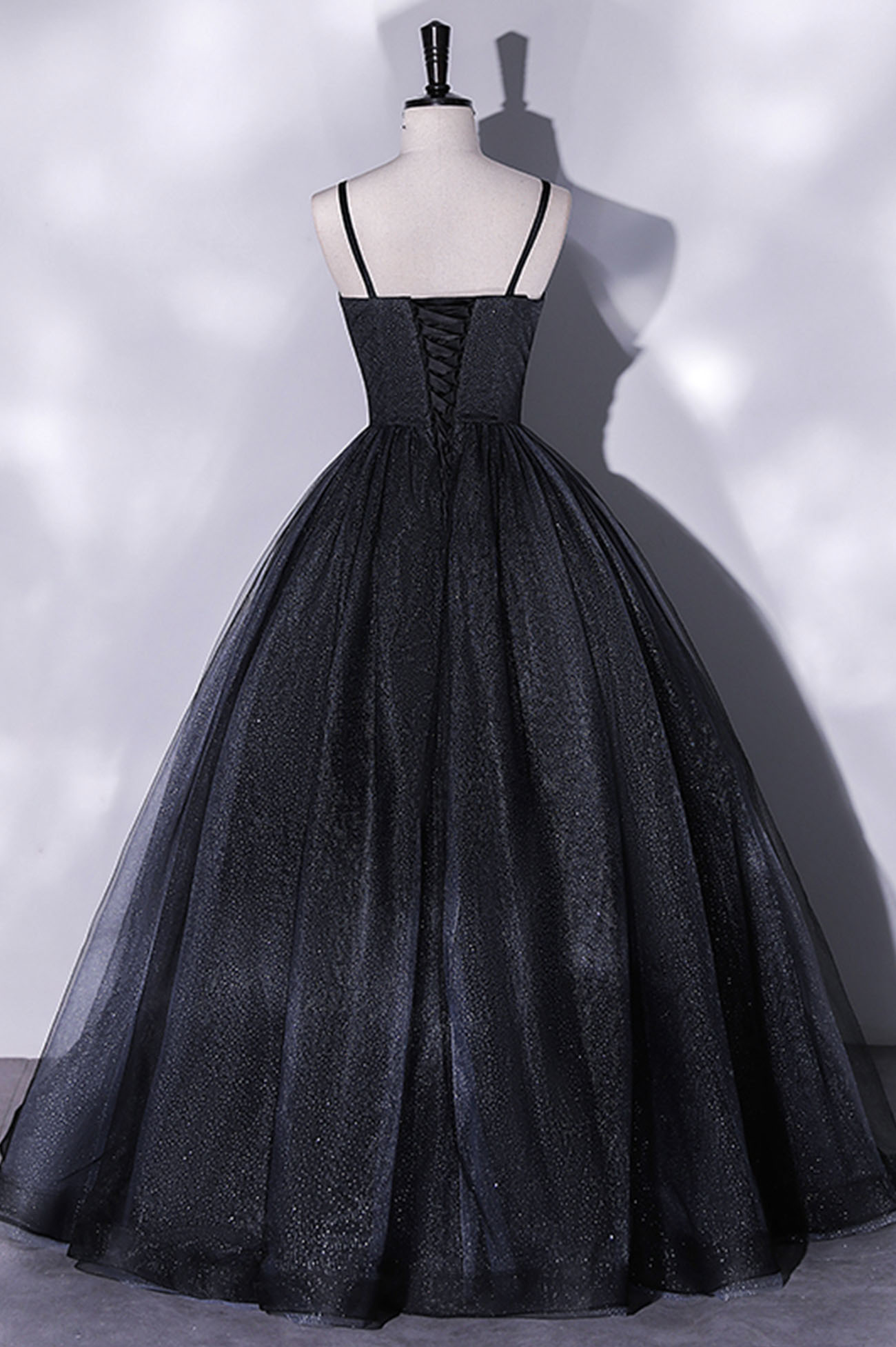 Shiny Black Tulle Beaded Long Prom Dress Party Dress DP451