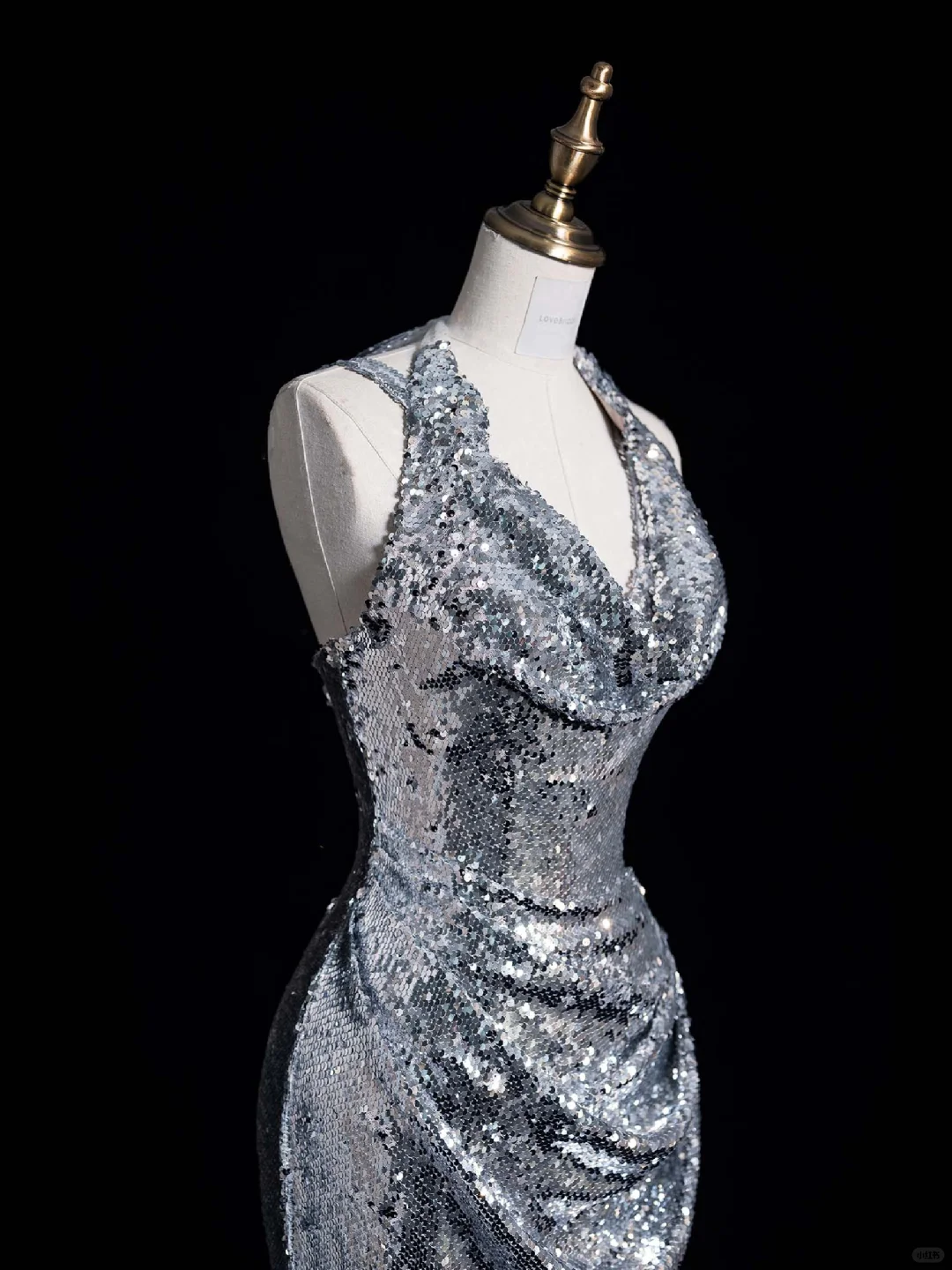 Sexy Sheath Halter Silver Sequin Long Open Back Prom Dress Graduation Prom Dress DP2014
