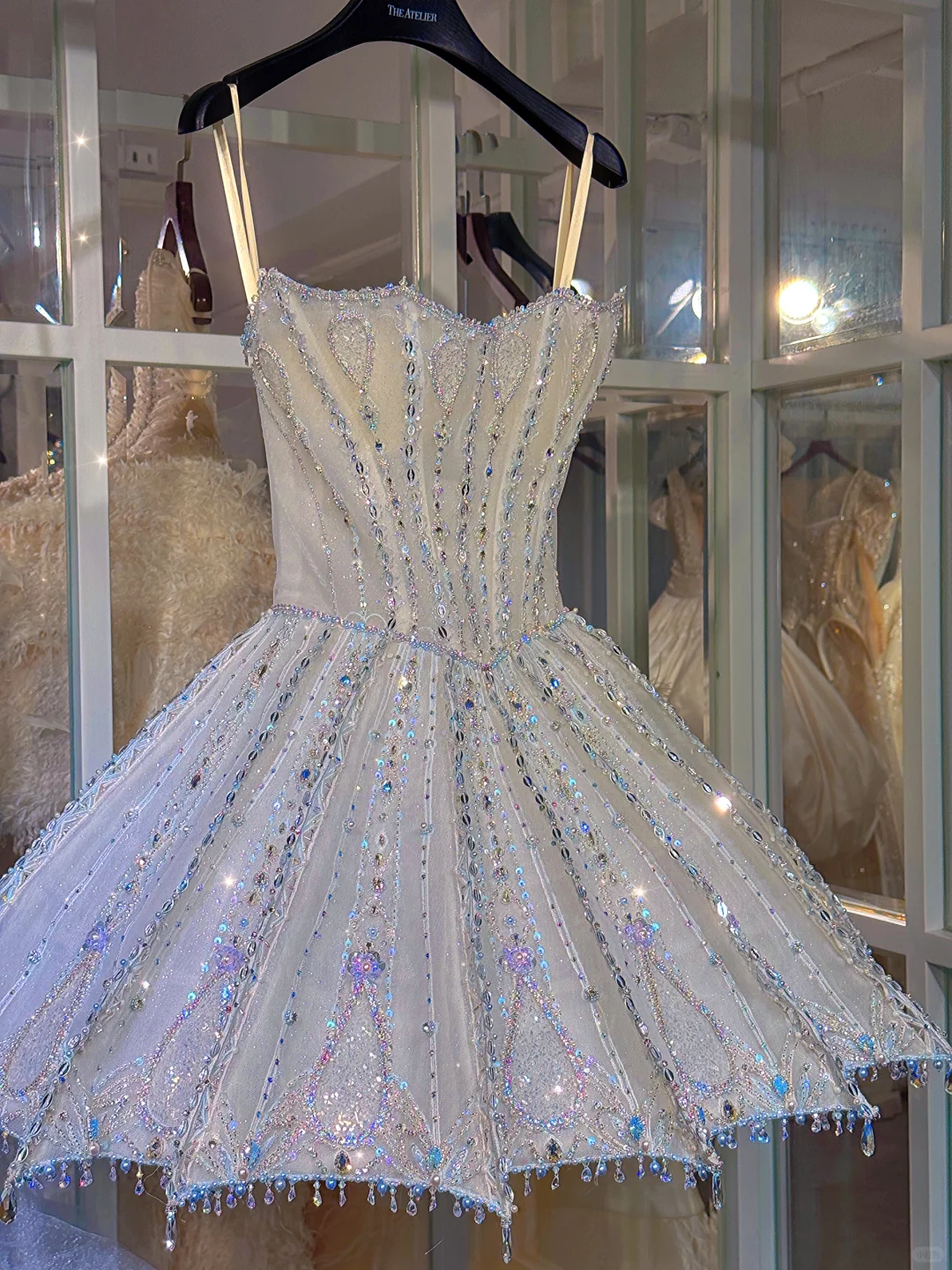 White Stunning A Line Strapless Rhinestone Tulle Homecoming Dress Cocktail Dress DP2680