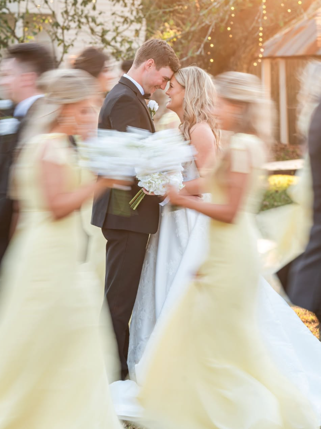 Stunning Yellow Bow A Line Straps Chiffon Long Bridesmaid Dress DP4977