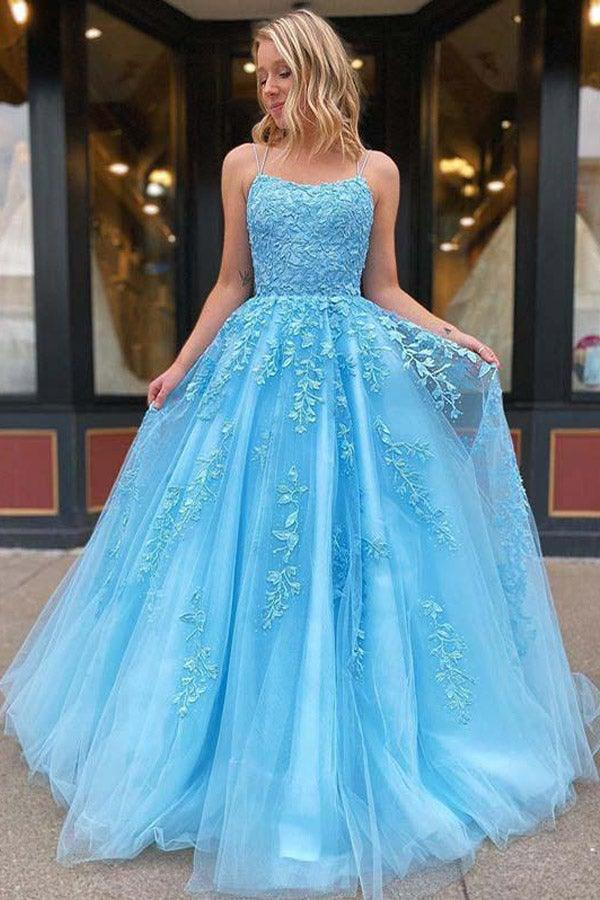 A-line Round Neck Tulle Lace Yellow Prom Dress Formal Dress DP2126