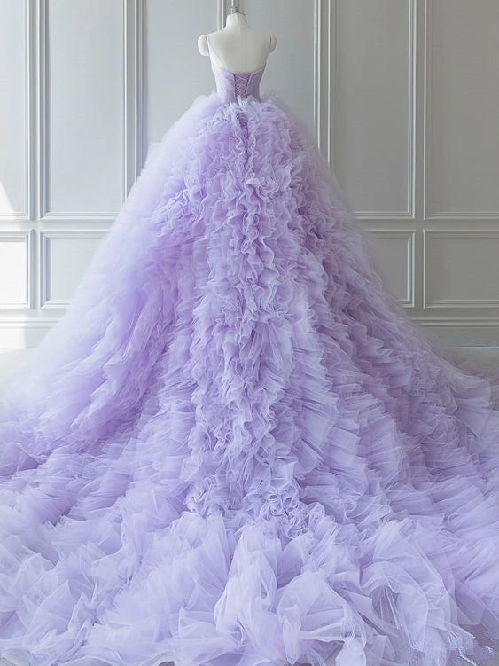 Strapless Lilac Tulle Sweet 16 Dress Ball Gown DP348