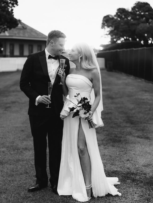 Gorgeous A Line Strapless Pearl Satin Long Sweep Wedding Dress with Slit DP1880