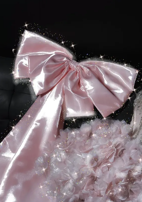 Sweety Pink Bow A Line Sweetheart Neck Exquisite Rhinestone Sequin Satin Short Homecoming Dress DP4640