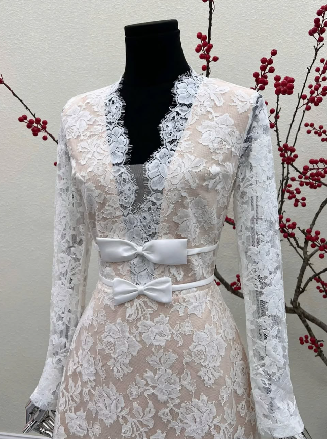 Sexy A Line V Neck Long Sleeve Lace Short Homecoming Dress Evening Dress DP1568