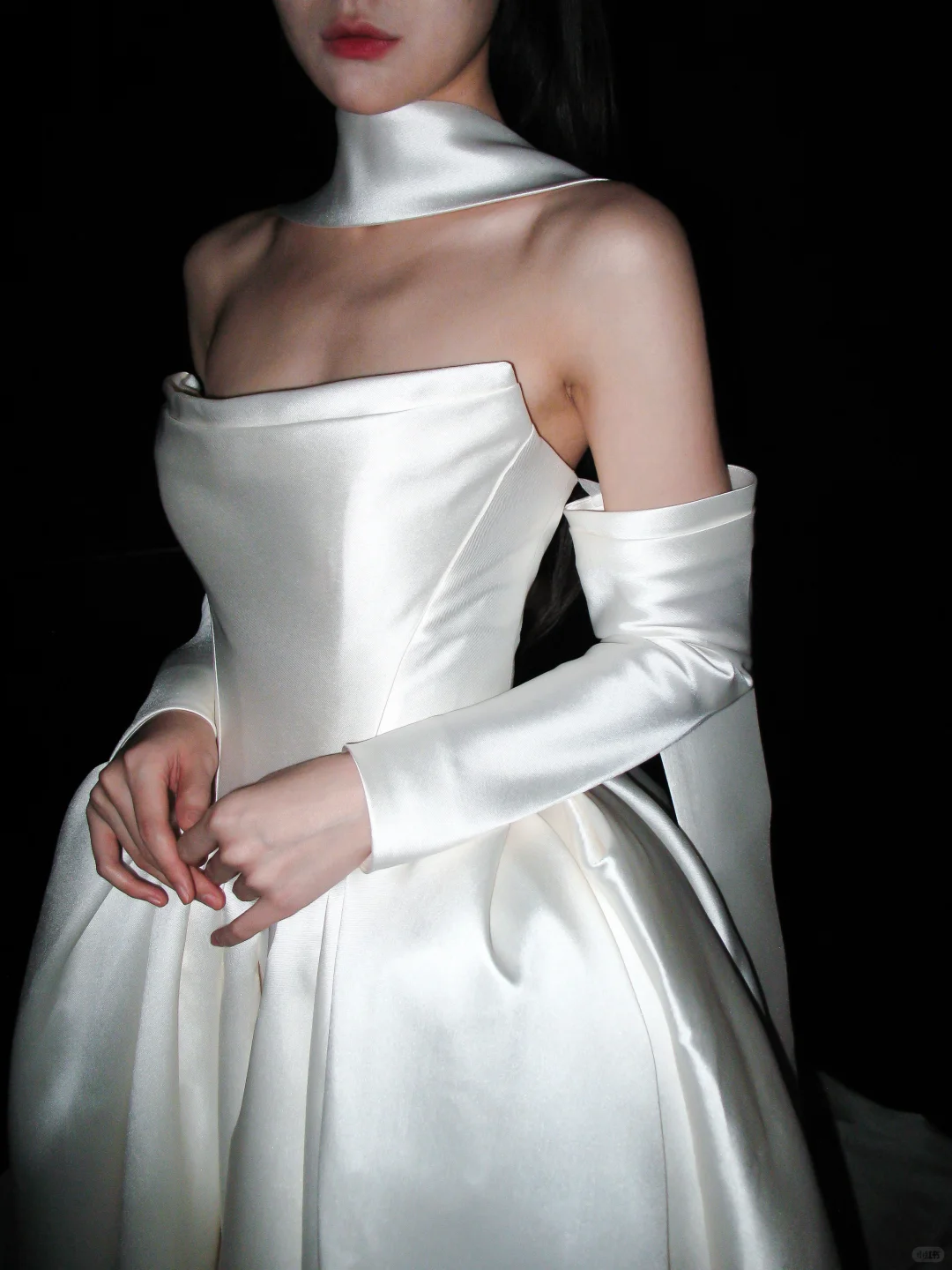 Elegant Ball Gown Strapless White Satin Long Train Wedding Dress DP8086