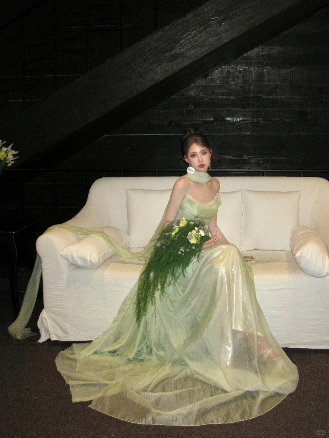 New A Line Strapless Green Chiffon Long Sweep Party Dress Prom Dress DP2508