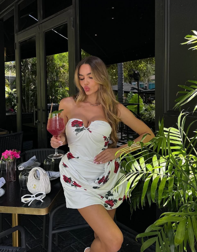 Cute Sheath Strapless Print Floral Satin Short Homecoming Dress Birthday Dress DP1461