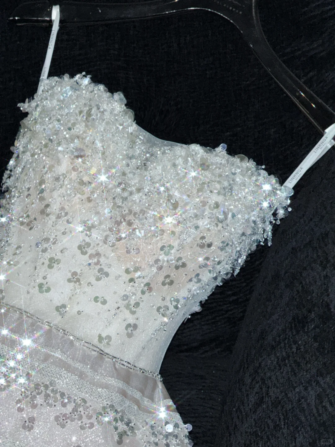 Stunning A Line Strapless Beaded Sequin White Tulle Long Prom Dress Party Dress DP2574