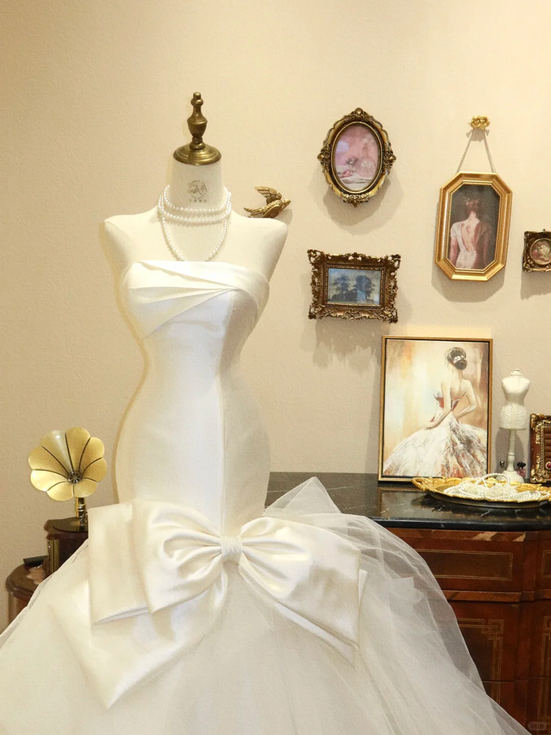 High-class Mermaid Strapless White Tulle Satin Long Prom Dress Wedding Dress DP7041