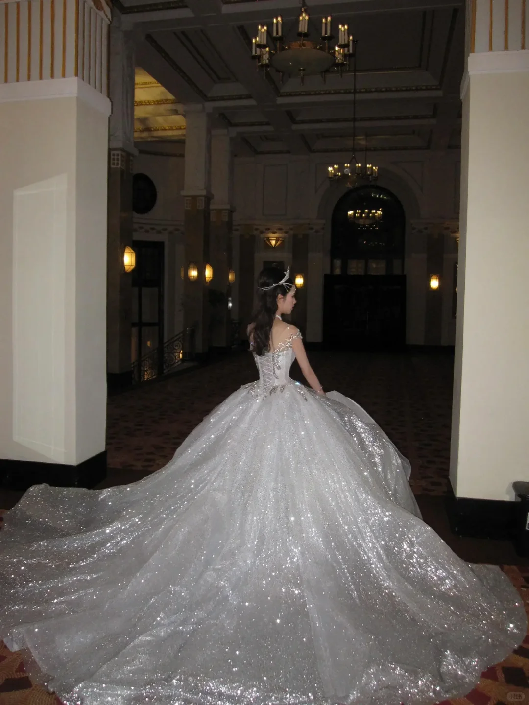 Elegant Ball Gown Off the Shoulder Beaded Silver Sequin White Tulle Prom Dress Wedding Dress DP4244