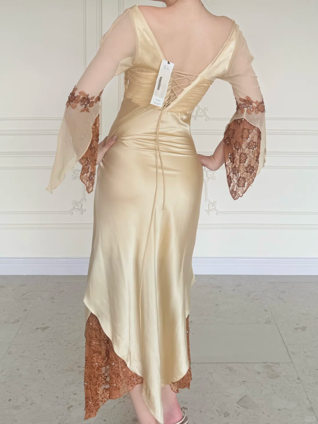 Vintage Sexy Appliques Lace Satin Prom Dress Evening Dress DP5169