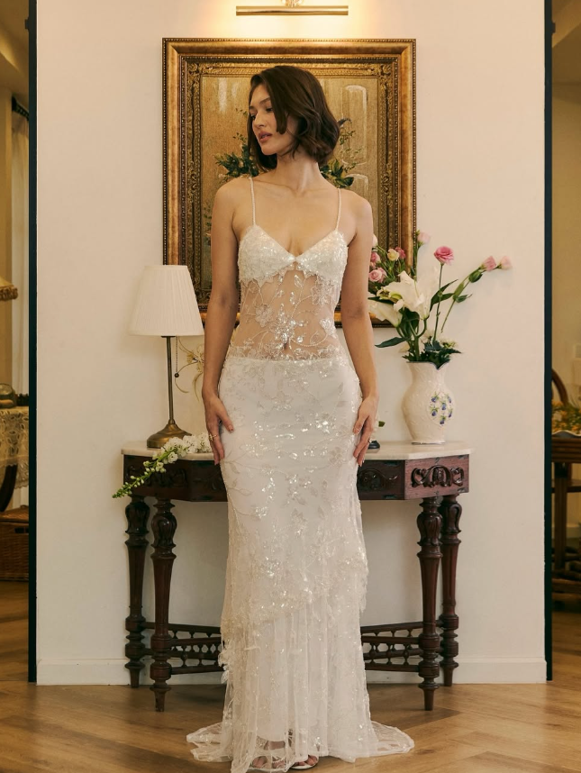 Exquisite White Floral Beaded Sequin Tulle Long Evening Gown Prom Gown DP2920