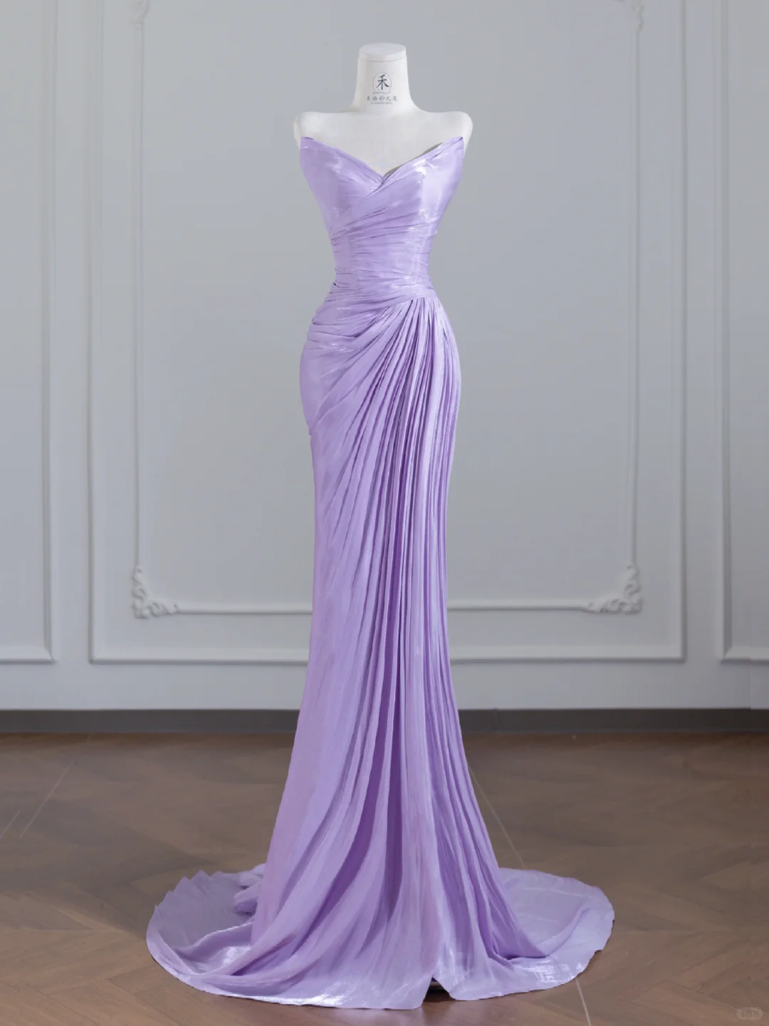 Purple Mermaid Sweetheart Neck Pleated Satin Long Prom Dress Party Dress DP3873