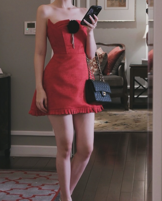 Burgundy A Line Strapless Satin Short Homecoming Dress Outfits DP1277