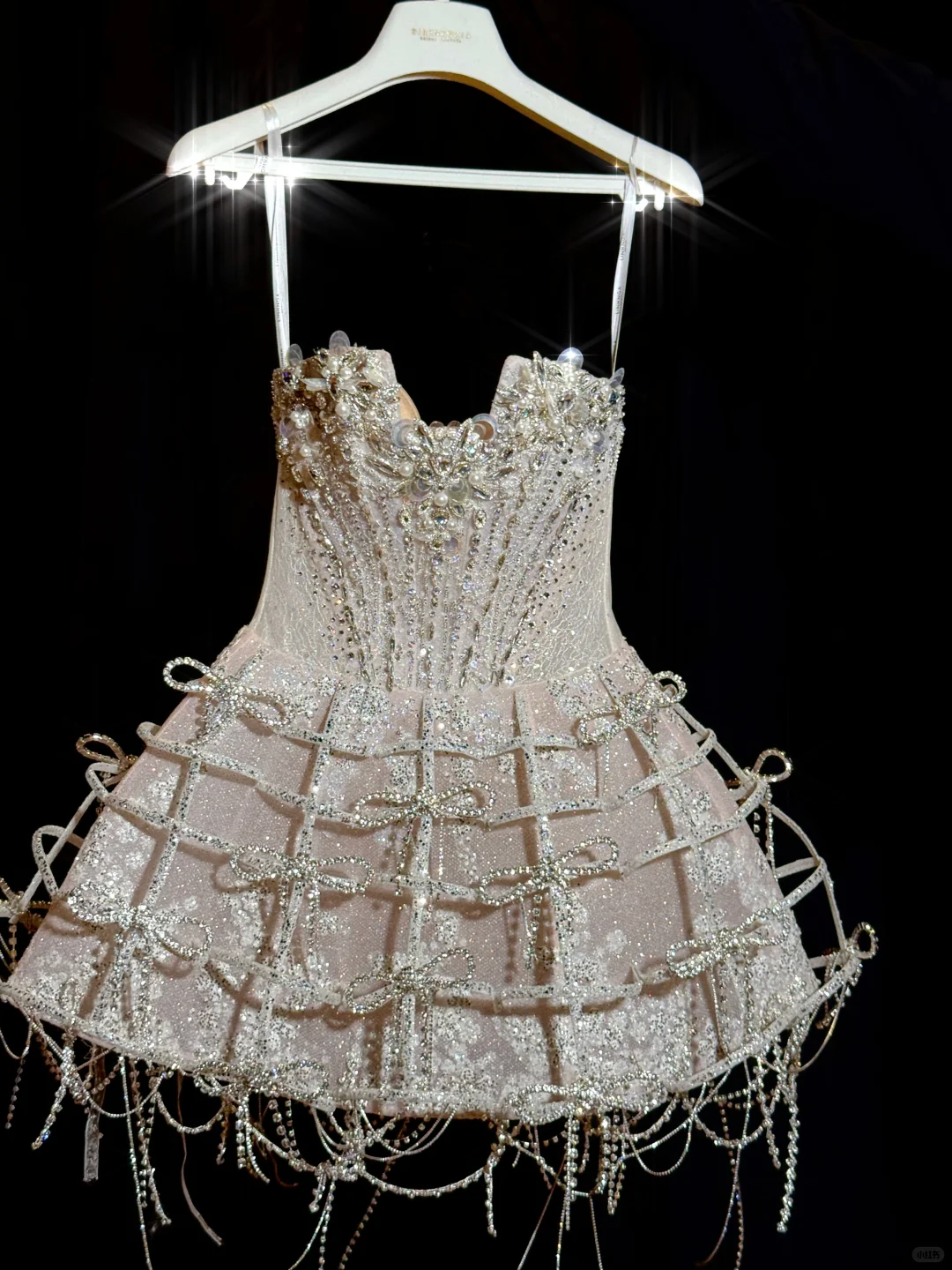Shiny A Line Strapless Rhinestone Sequin Tulle Short Homecoming Dress Cocktail Dress with Bow DP2642