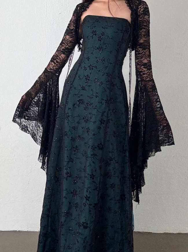 Vintage A Line Strapless Appliques Black Blue Tulle Prom Dress Graduation Prom Dress DP2257