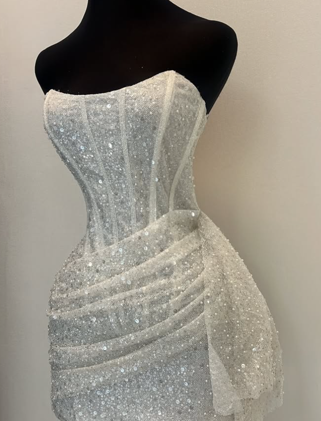 Gorgeous Pink Sequins Short Bodycon Dress Homecoming Dress DP562