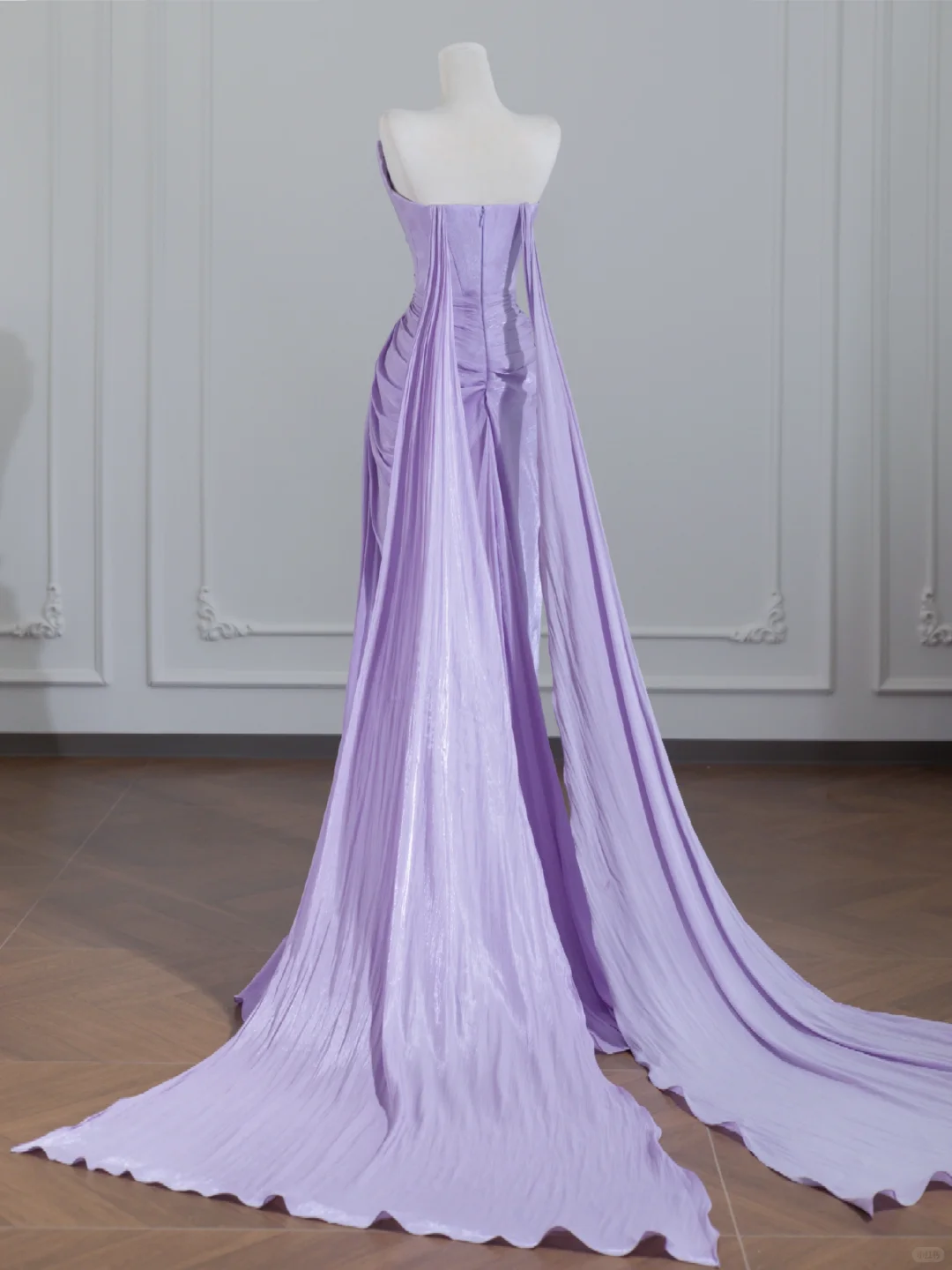 Purple Mermaid Sweetheart Neck Pleated Satin Long Prom Dress Party Dress DP3873