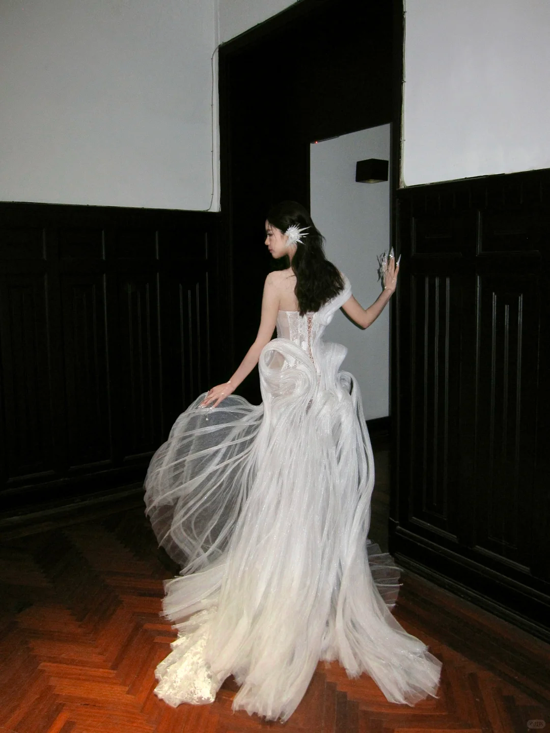 Charming A Line Off the Shoulder Layered White Tulle Prom Dress Evening Dress DP2658