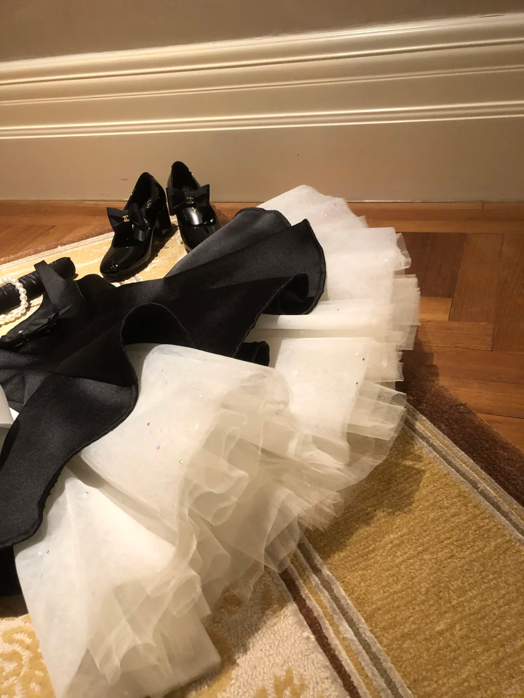 Cute A Line Straps Bow Black Satin White Tulle Short Homecoming Dress Cocktail Dress DP2567