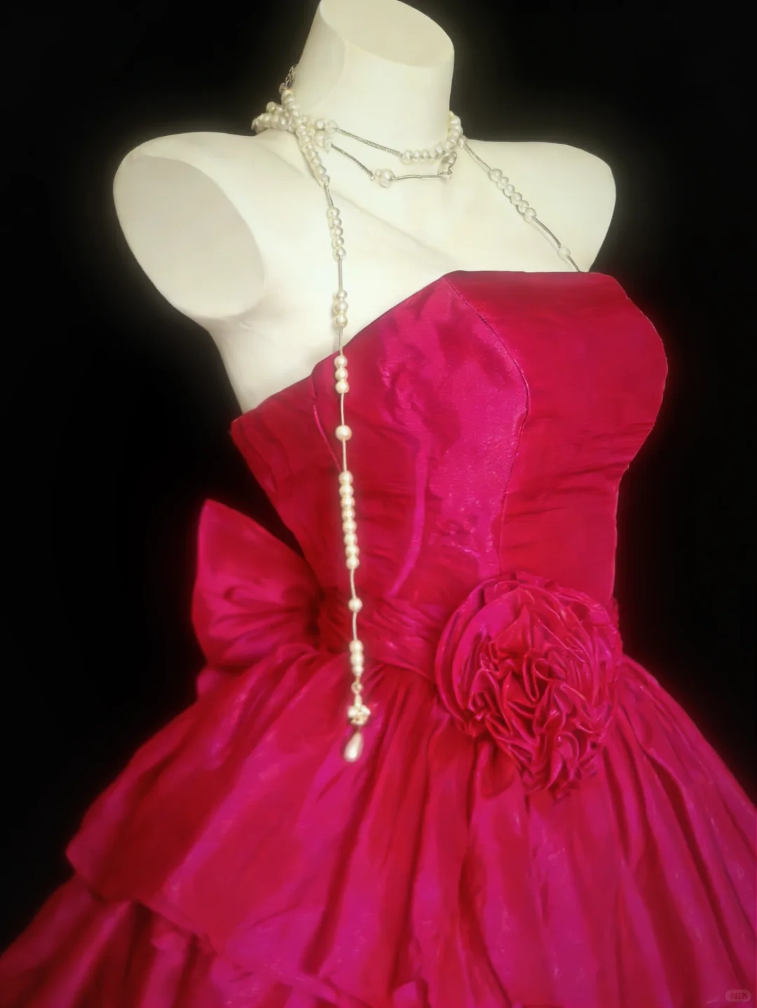 Vintage Hot Pink A Line Strapless Layered Satin Short Homecoming Dress DP4720