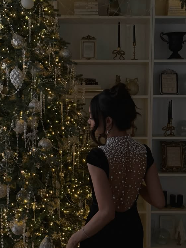 Stunning Mermaid High Neck Pearl Black Velvet Long Prom Dresses Formal Gown DP3673