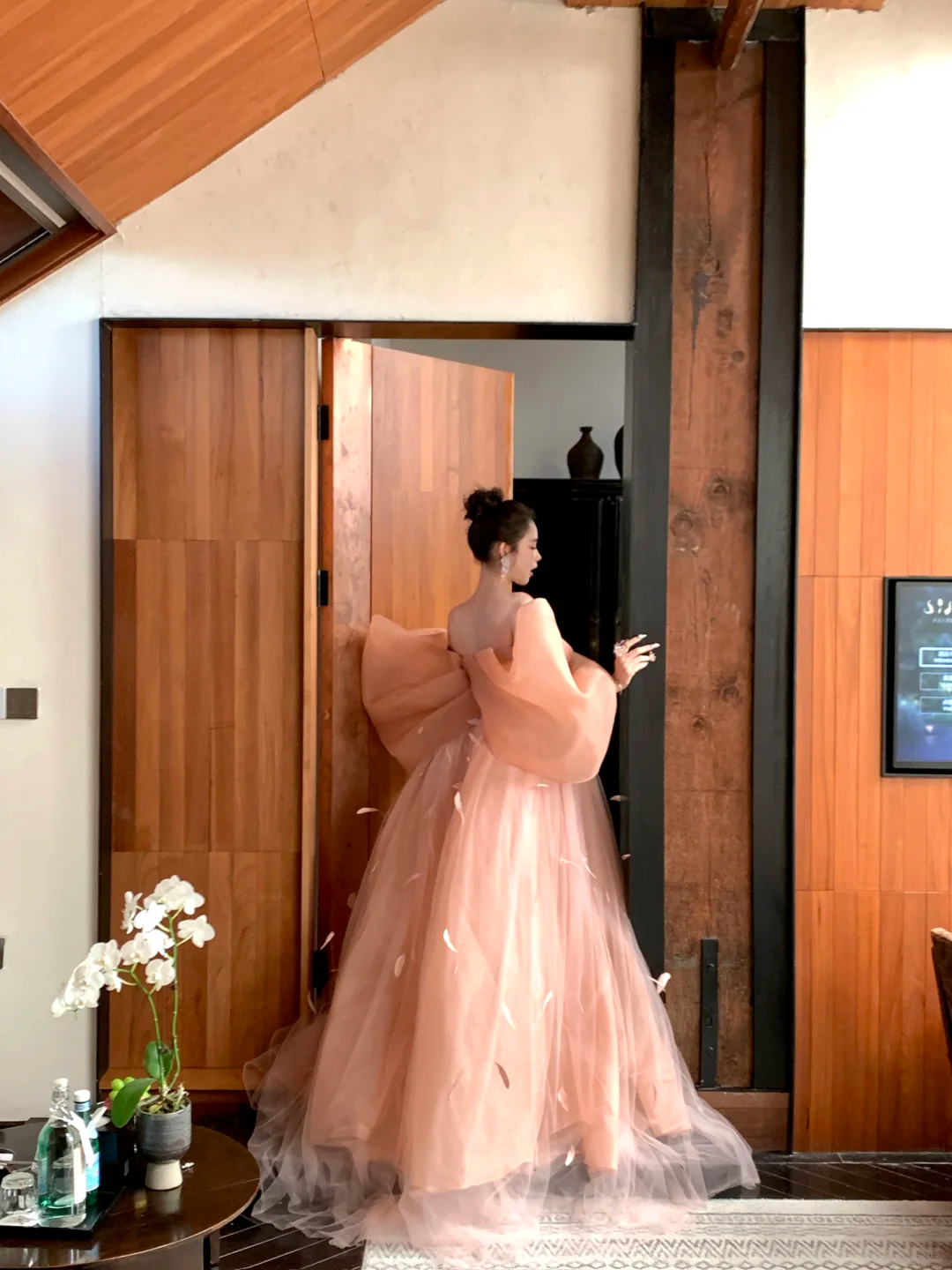 Gorgeous A Line Off the Shoulder Bow Feather Tulle Organza Long Party Dress Prom Dress DP2527