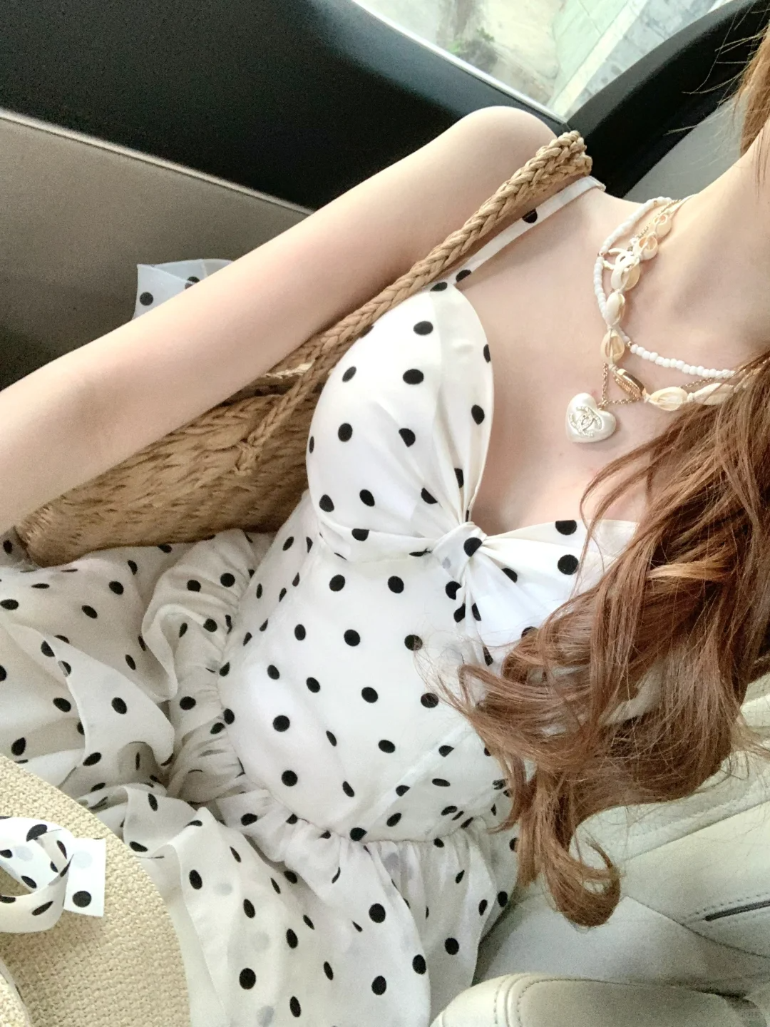Cute A Line Spaghetti Strap Polka Dot Tiered Chiffon Party Dress Evening Dress DP2414