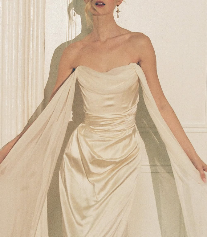Elegant A Line Straps Ivory Satin Chiffon Long Prom Dress Graduation Prom Dress DP2170