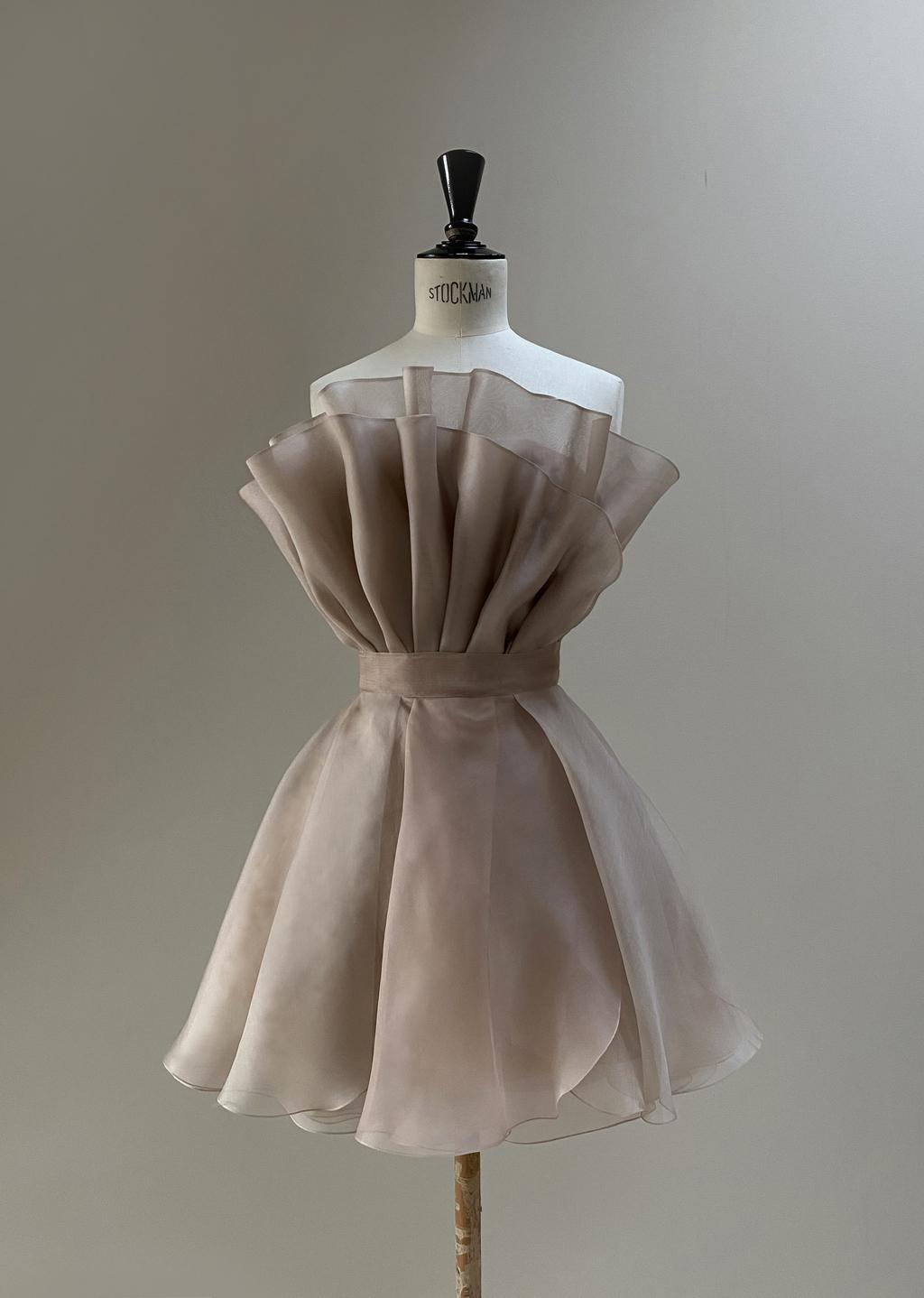 Unique Strapless Ruched Short Homecoming Party Dress DP468
