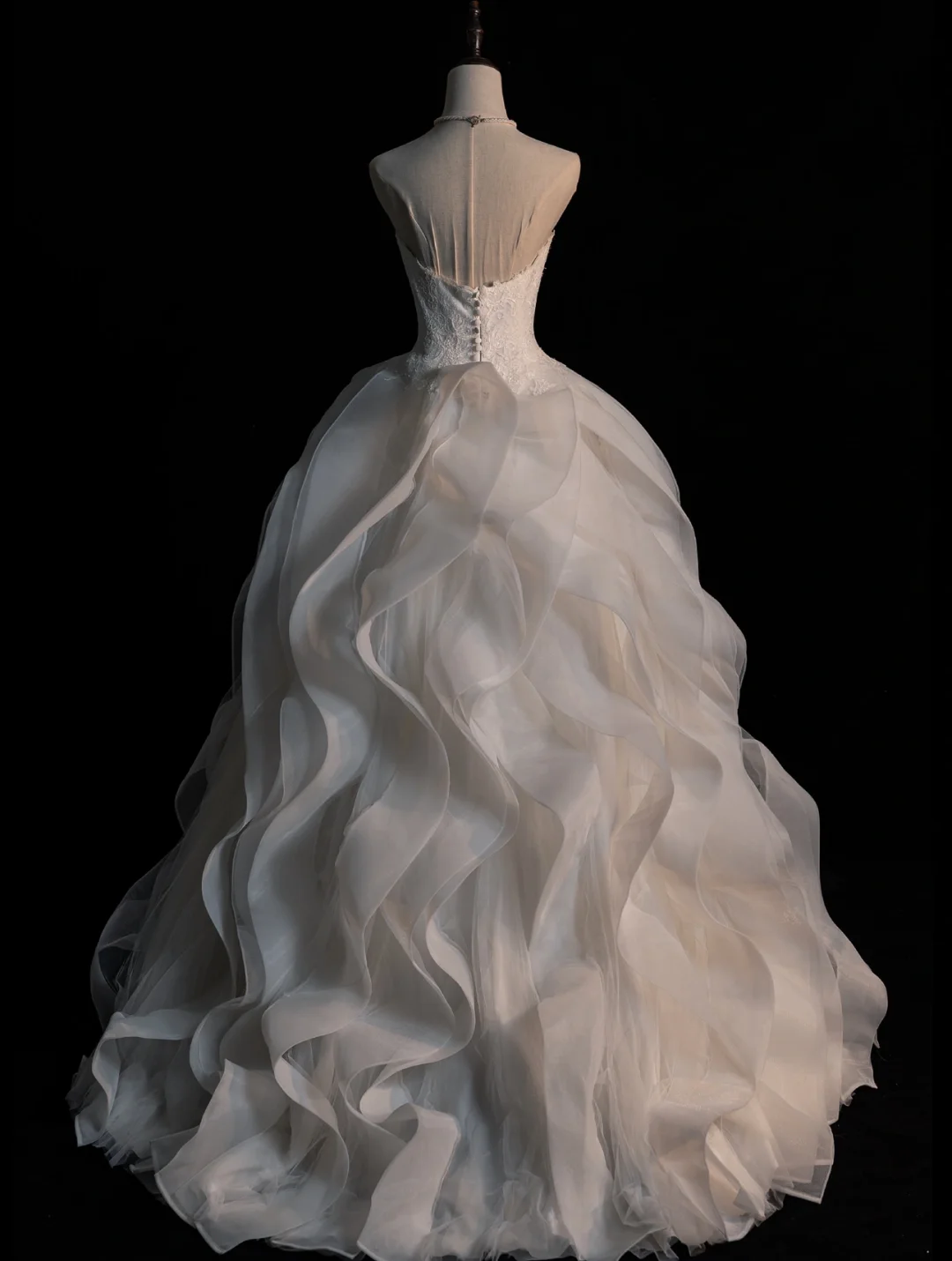 Elegant A Line Sweetheart Neck White Lace Ruffle Tulle Long Prom Dress Graduation Prom Dress DP2147