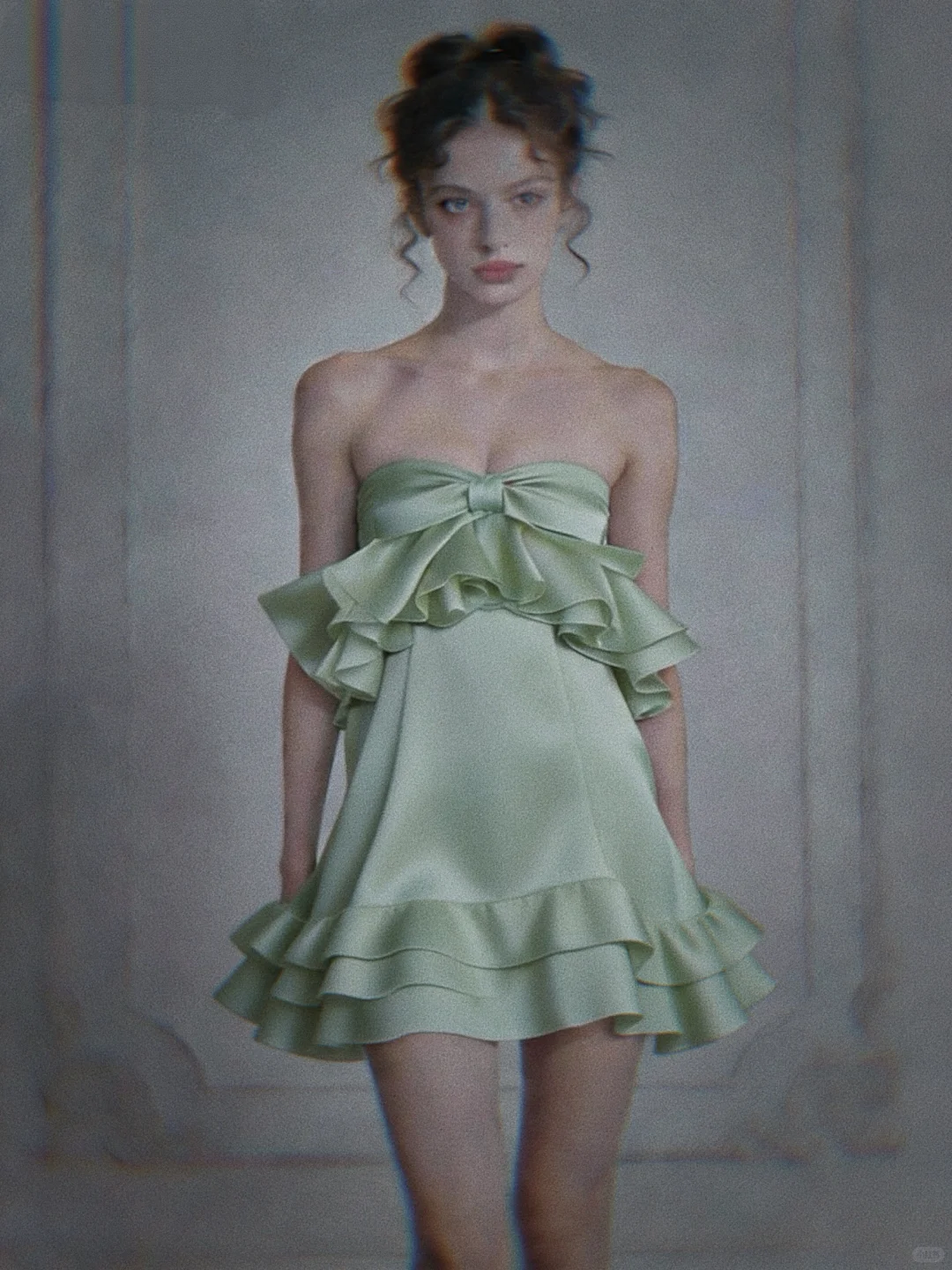 Cute Green A Line Sweetheart Neck Ruffle Satin Short Homecoming Dress Outfits DP4815
