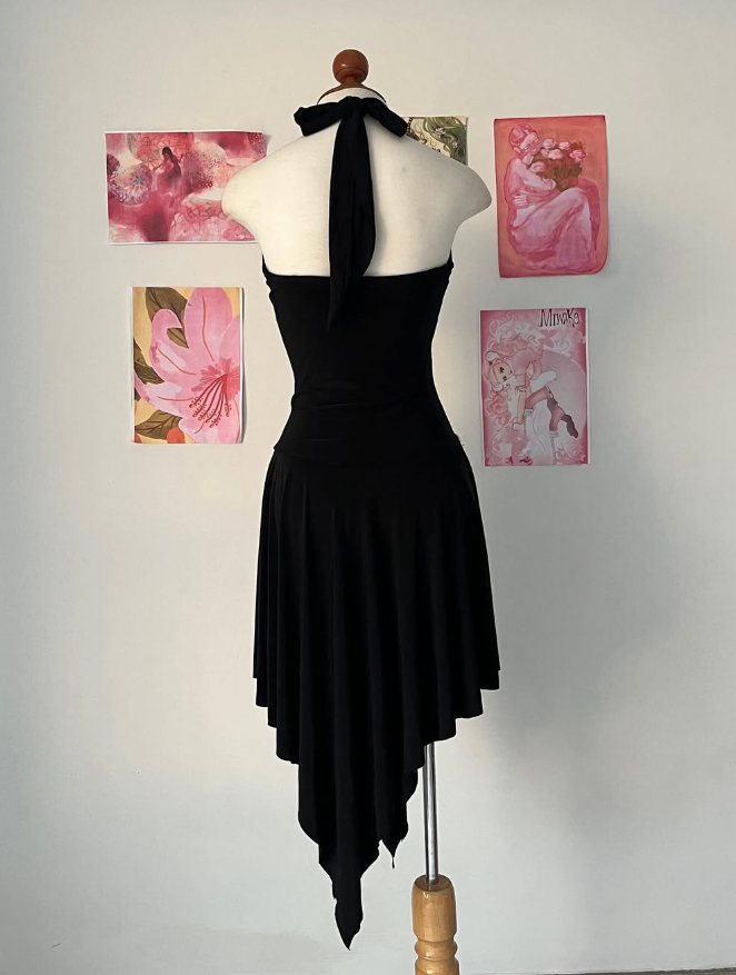 Sexy A Line V Neck Beaded Black Satin Short Homecoming Dress Outfits DP1612