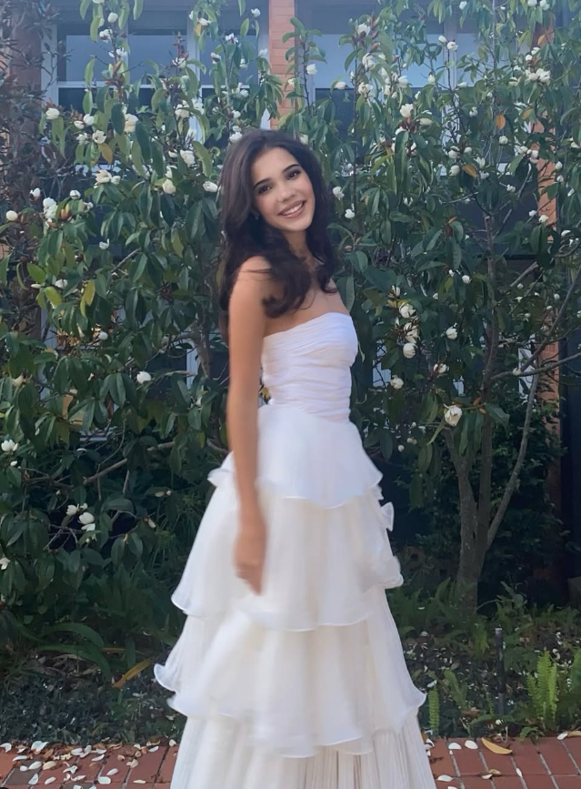 Elegant A Line Strapless Tiered White Satin Prom Dress Evening Dress DP1606