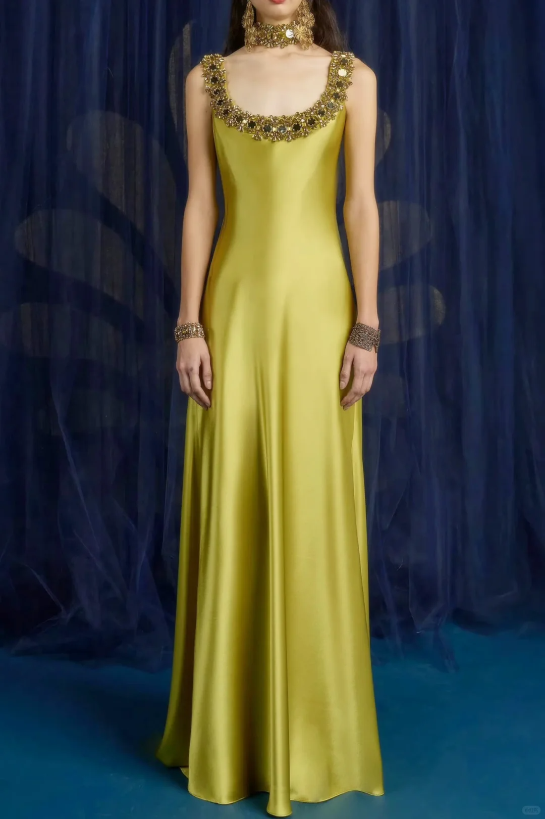 Simple Green A Line Straps Exquisite Beaded Satin Prom Dress Evening Dress DP4474