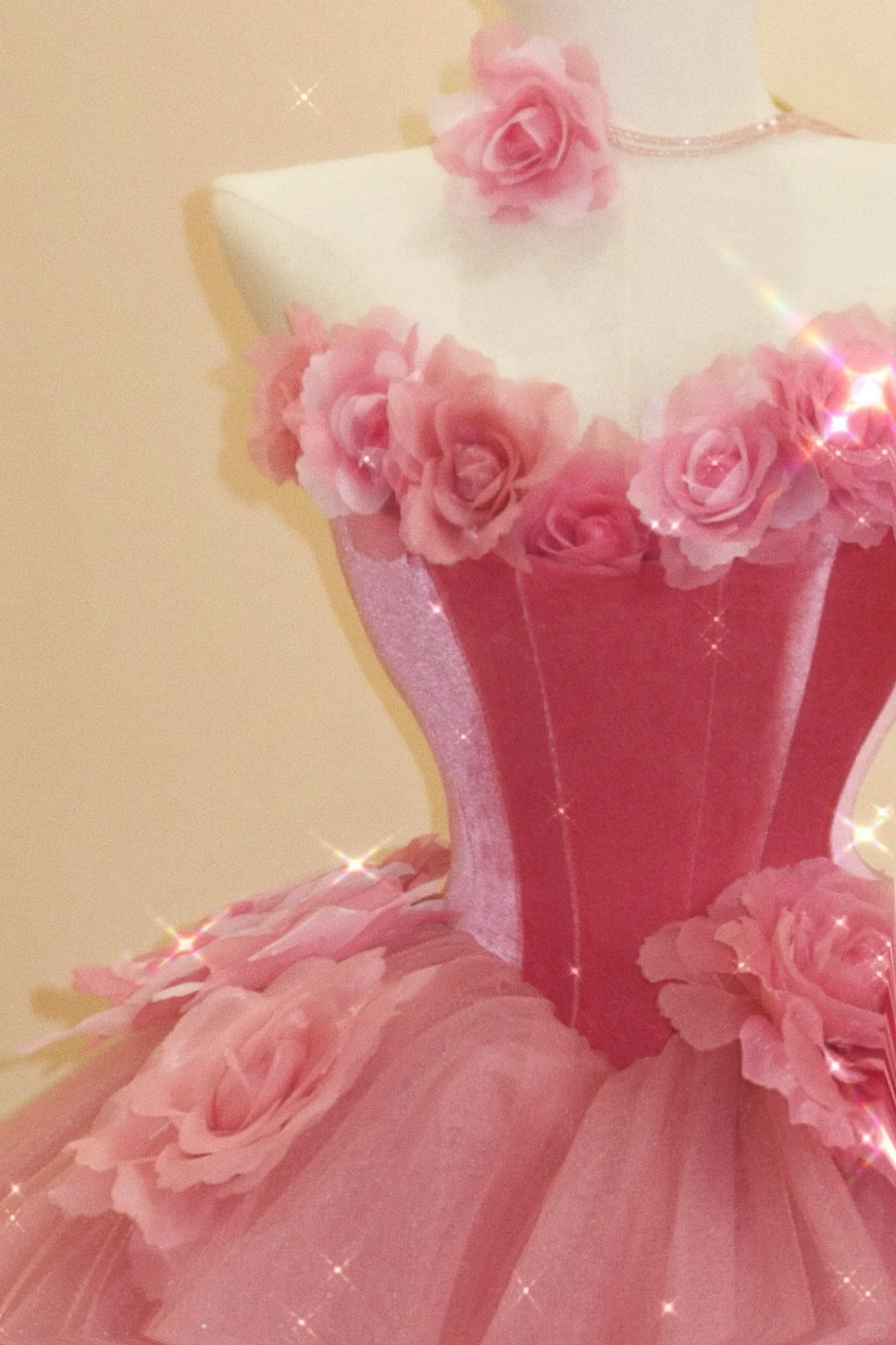 Floral A Line Sweetheart Neck Pink Velvet Tulle Prom Dress Evening Dress DP2813