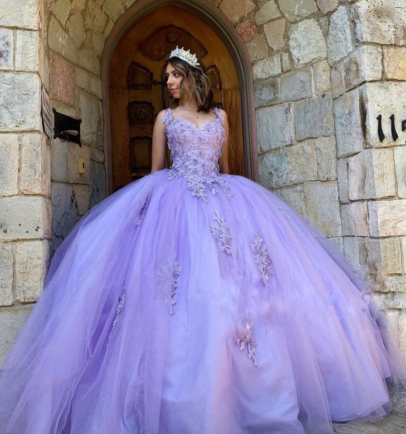 Purple Exquisite Lace Appliques Off the Shoulder Tulle Ball Gown Sweet 16 Dress Quinceanera Dress DP3024